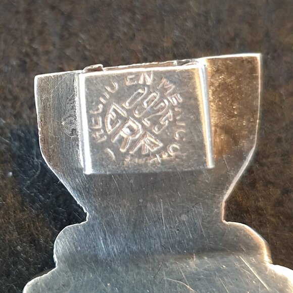 Bold Vintage Mexico Taxco 925 Sterling Silver Abalone Inlaid Statement Bracelet - Picture 12 of 16